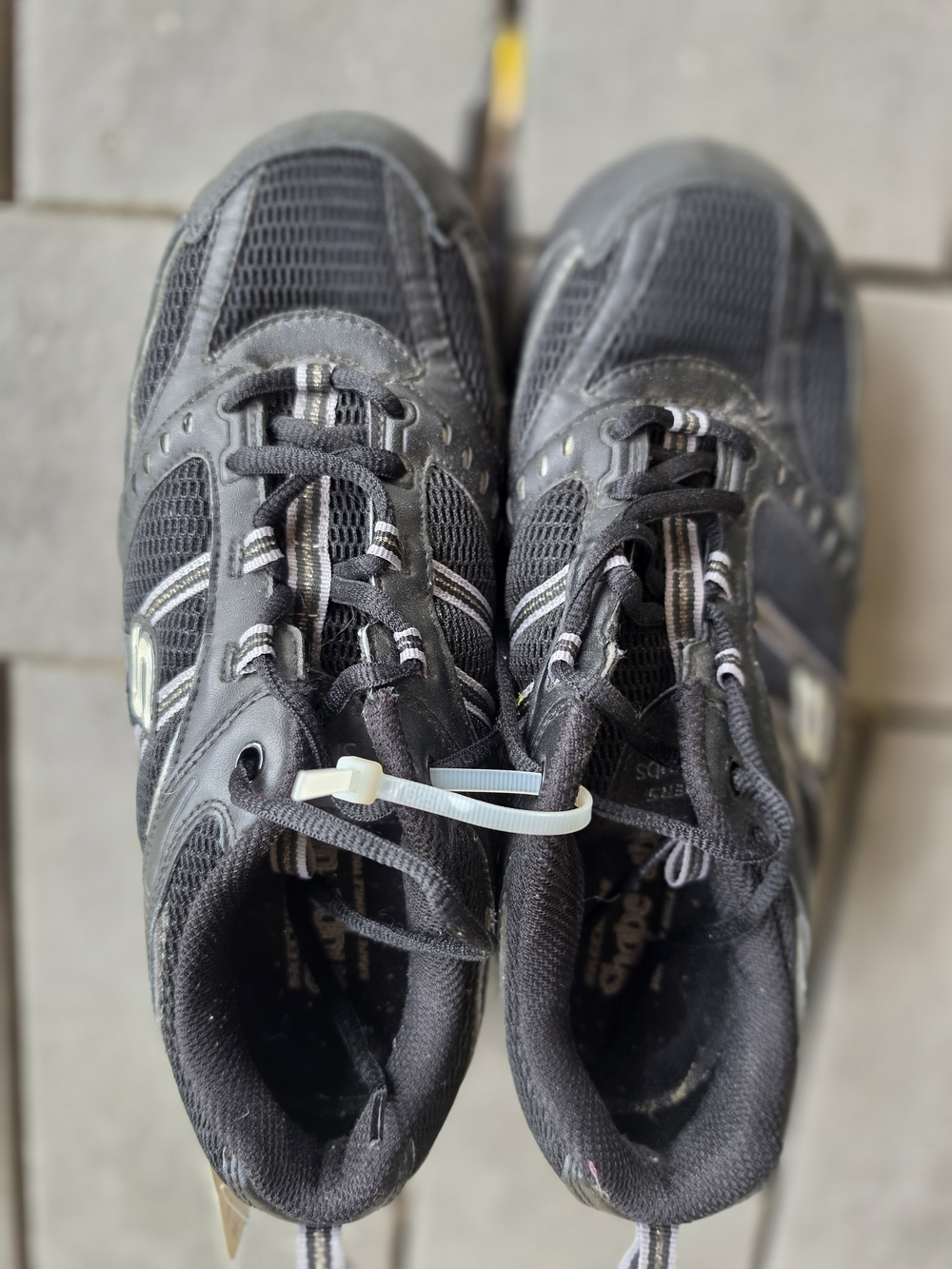 Skechers Black and Silver Shape-Ups Lace-Up Walking Sneakers